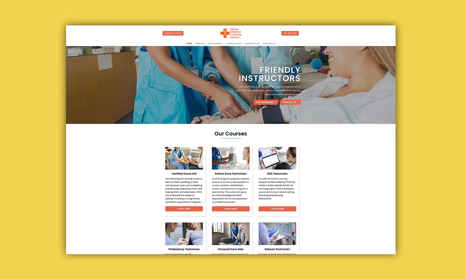 Nexus Medical Training website
