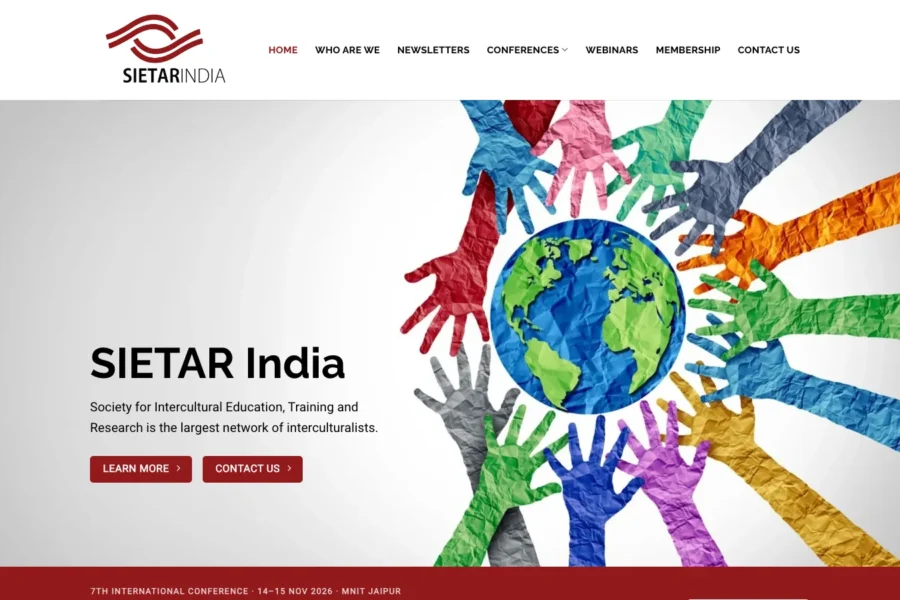 Screenshot of the SIETAR India website home page