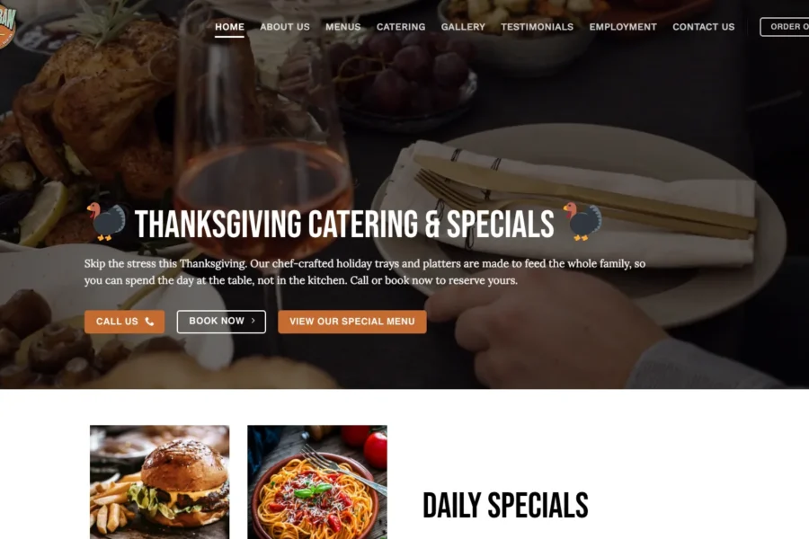 Screenshot of the Suburban Eats website home page