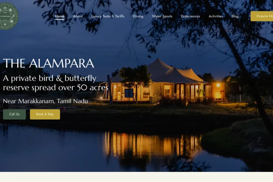 Screenshot of the The Alampara website home page