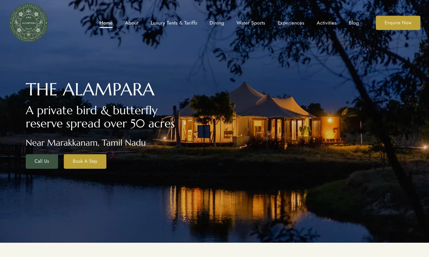 Screenshot of the The Alampara website home page