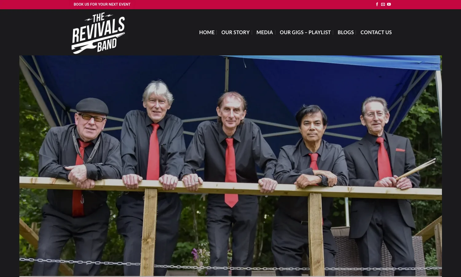 Screenshot of the The Revivals Band website home page
